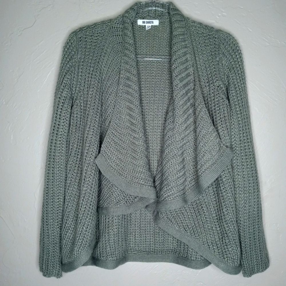 BB Dakota Gray Waterfall Knit Cardigan